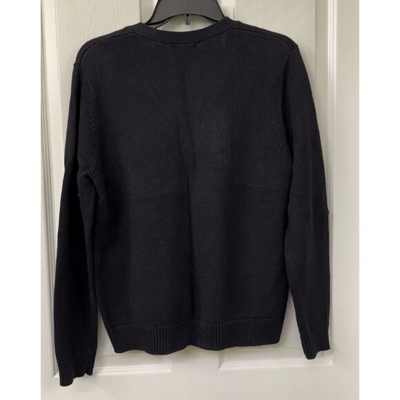 Classic Elements Vintage holiday black jolly winter Christmas sweater Med Petite - Picture 2 of 4